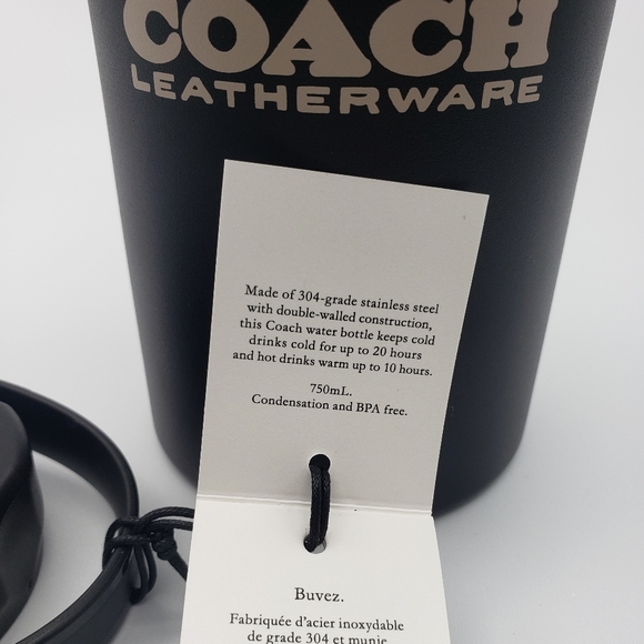 Coach Black stainless steel insulated Top Handle water bottle - Picture 5 of 7